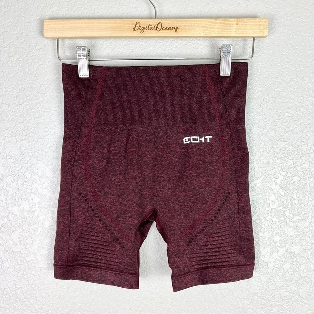 ECHT Berry Arise Laser Cut Shorts S Compressive Dark Red Gym Yoga Activewear EUC - Picture 3 of 9